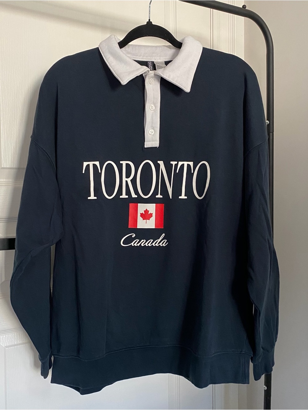 H&M Navy Blue and White Toronto Canada Rugby Sweatshirt
